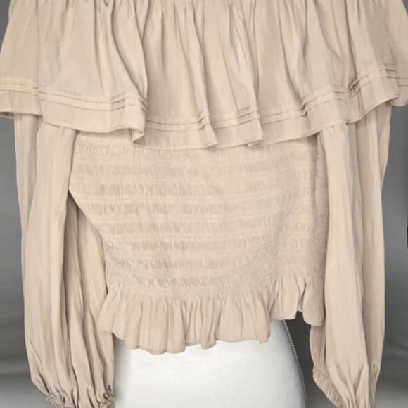 NEW RAMY BROOK Tan top, off shoulder,  Corset elastic bodice,  Size Small/ P ❤️ - Picture 6 of 9